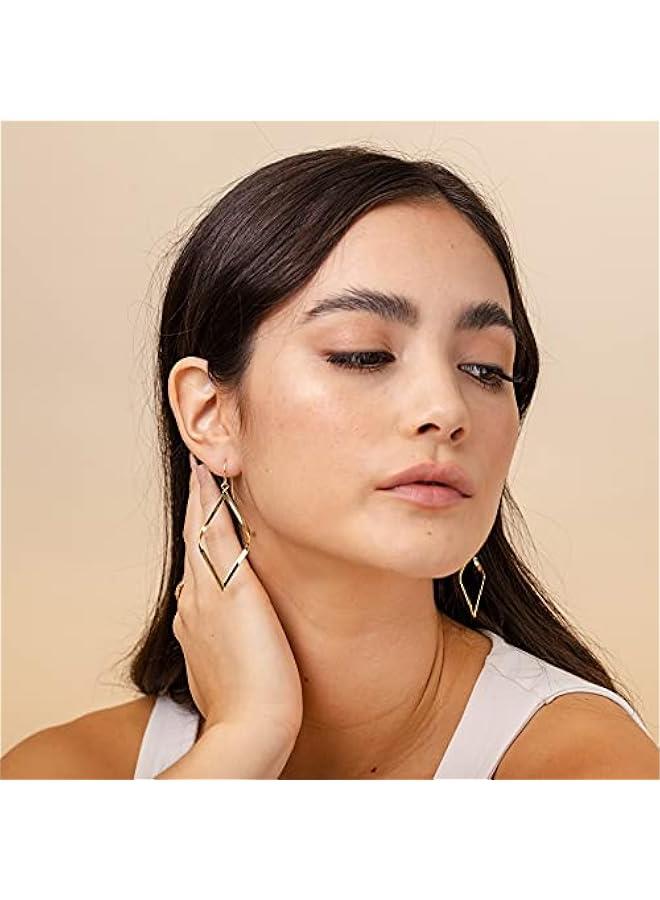 PAVOI 14K Gold Plated Dangle Earrings for Women | Infinity Cute Hanging Hoop Earrings - Image 4