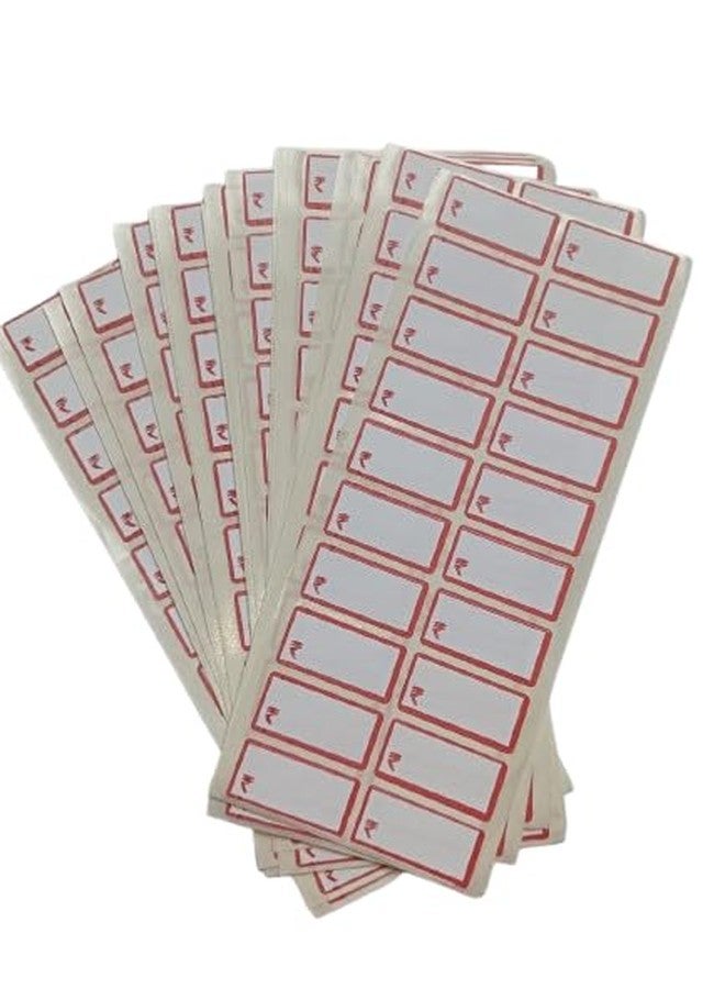 Sehgal Store ₹ Rupees Sign Blank Stickers with Bold Red Border for General Use, Perfect for DIY Projects & Labels for – 40mmx15mm Pack of (100) - Image 1
