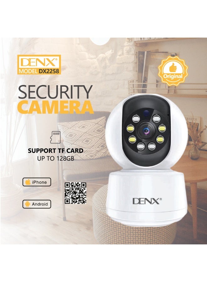 Denx High-resolution surveillance camera with 3.0 MP, featuring colored night vision, 340-degree viewing angle, and support for storage up to 128GB (DX2258) - Image 4