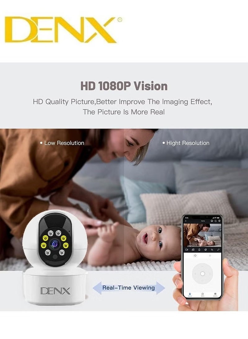 Denx High-resolution surveillance camera with 3.0 MP, featuring colored night vision, 340-degree viewing angle, and support for storage up to 128GB (DX2258) - Image 5