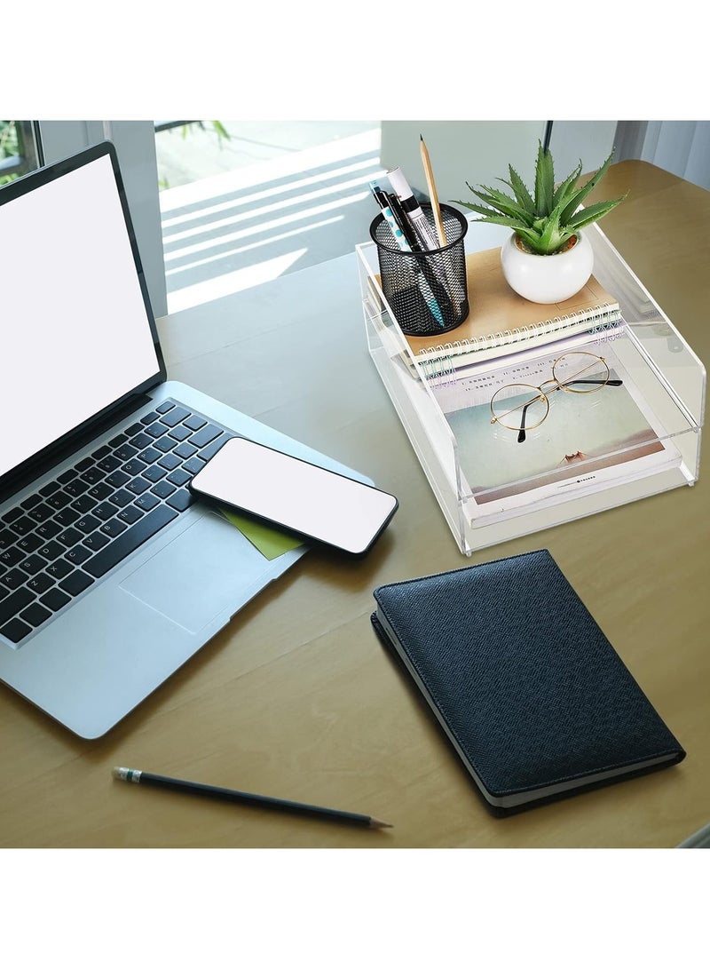 TPGP Acrylic Desk Organizers and Accessories Tier Paper File Organizer Tray - Stackable Document Clear Desk Accessories for Office Workspace Organization (305 x 235 x 70 mm / 12.01 x 9.25 x 2.76 Inches)  - Image 3