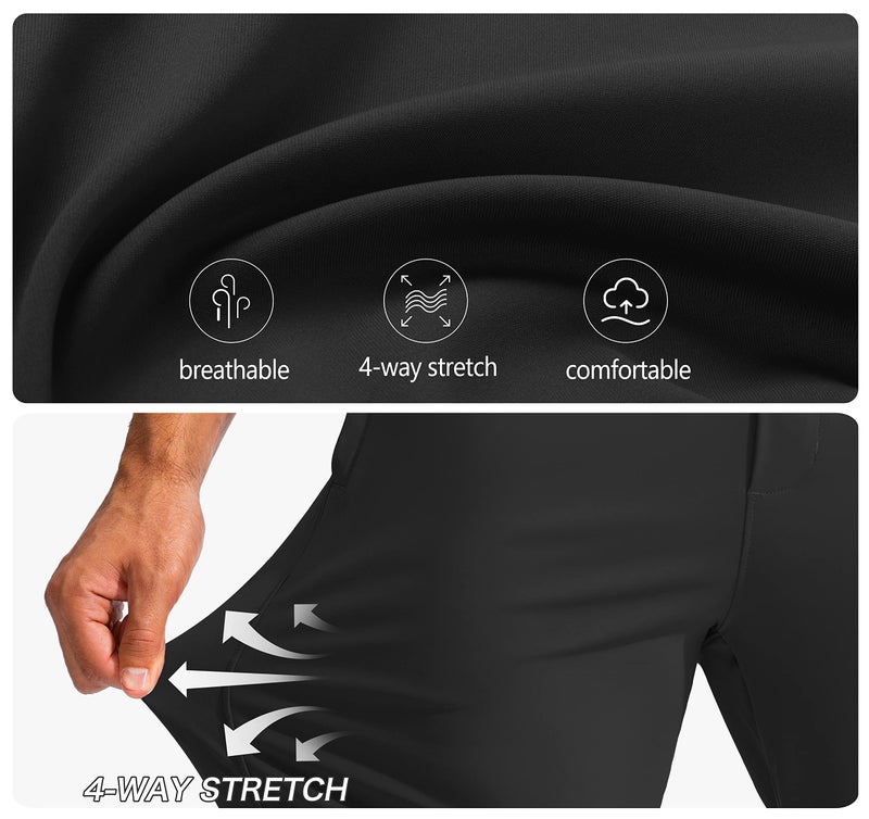 Pudolla Men's Golf Pants Stretch Sweatpants with Zipper Pockets Slim Fit Work Casual Joggers Pants for Men (Black Small) - Image 5