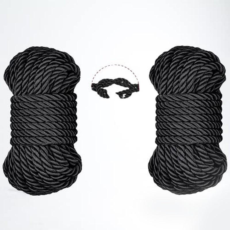 CRAFTCURL Nylon Twisted Rope Highly Durable Lightweight Braided Polyester Rope Multipurpose Thick Nylon Rope Suitable for Camping Cargo Tie Down Swing Home Decor Black