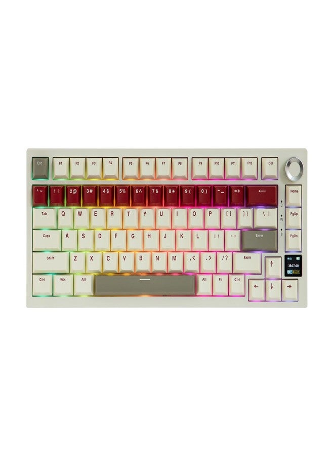 MechLands Ajazz AK820 Pro 75% Wireless Gaming Keyboard with TFT Display Screen & Knob, Gasket Mechanical Creamy Keyboard, BT5.0/2.4GHz/USB-C, RGB, NKRO for Win/Mac (Beige, Gift Switch) - Image 1
