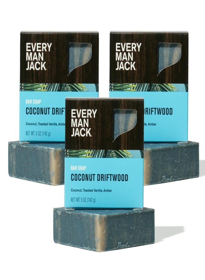 Every Man Jack Cold Processed Mens Bar Soap - Coconut + Driftwood Scent - Deeply Cleans & Hydrates with Shea Butter and Coconut Oil - (3 Pack) - Image 1