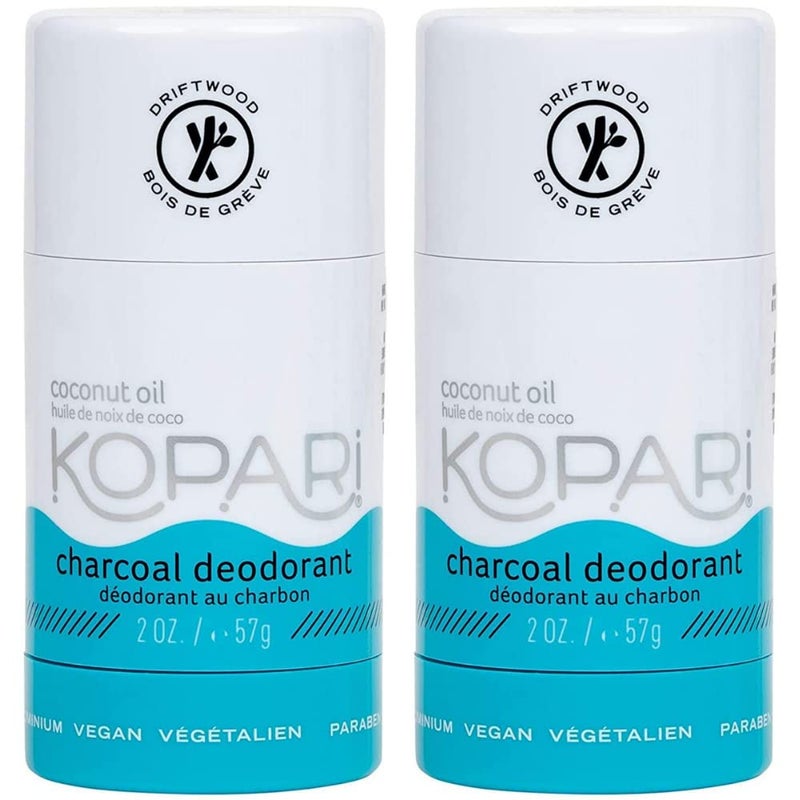 Kopari Kopari Aluminum Free Coconut Deodorant Non Toxic  Clean PlantBased No Aluminum Parabens or Baking Soda Long Lasting Protection Charcoal 2 Pack
