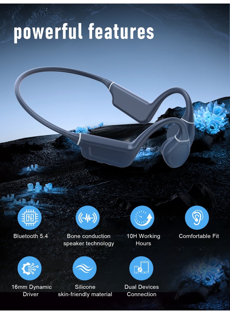 ZIPFORCE Open-Ear Bone Conduction Running Headphones, Bluetooth 5.4 Dual-Device Pairing, IPX5 Splash proof Sport Headset with 35-degree adjustable speaker, Wireless Earbuds for Jogging & Gym - Image 2