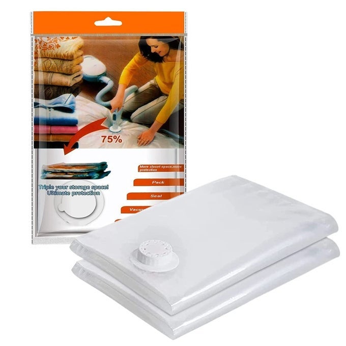 VACUUM STORAGE REUSABLE SPACE SAVER BAGS FOR CLOTHESBLANKETS QUILT FOR TRAVEL 70 X 100 CMSET OF 2