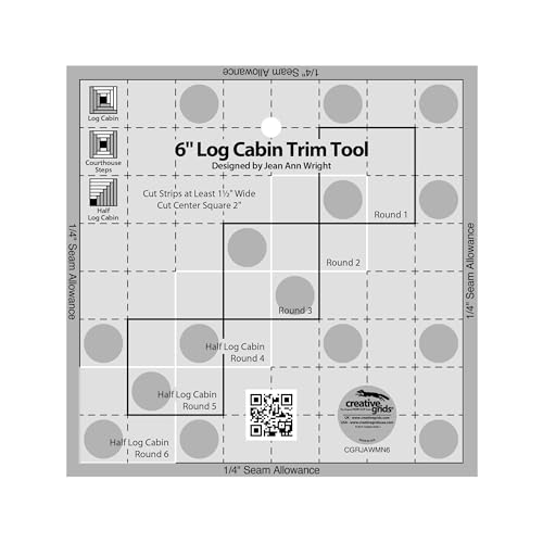 Creative Grids 6in Log Cabin Trim Tool Quilt Ruler – CGRJAWMN6 – Made in USA, 6-1/2in x 6-1/2in, Non-Slip Grip Acrylic Quilting, Sewing, Crafting, Patchwork Ruler & Template - Image 4