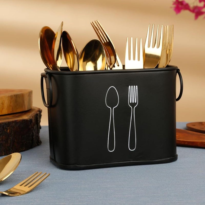 MODEFE Premium Metal Cutlery Stand For Dining Table Spoon Knife Fork Chopstick Cutlery Holder Kitchen Organizer Dining Table Organiser Stand Dining Multifunctional Heavy Duty Stand Black Color - Image 1