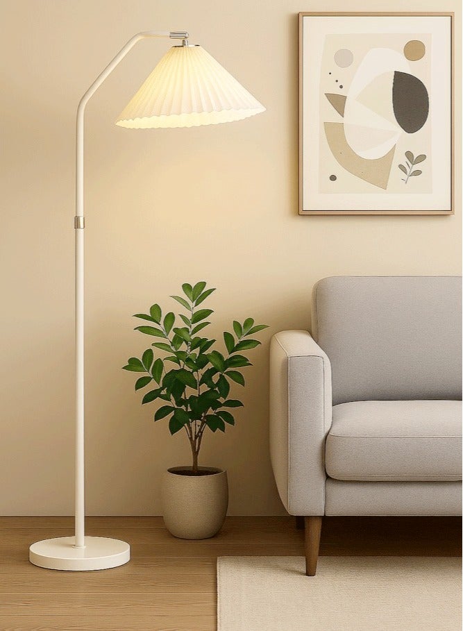 Fullight Minimalist Arc LED Floor Lamp – Tricolor Dimmable, White Fabric Shade, Modern Design, 150×30 cm, for Bedroom, Living Room, Office - Image 1