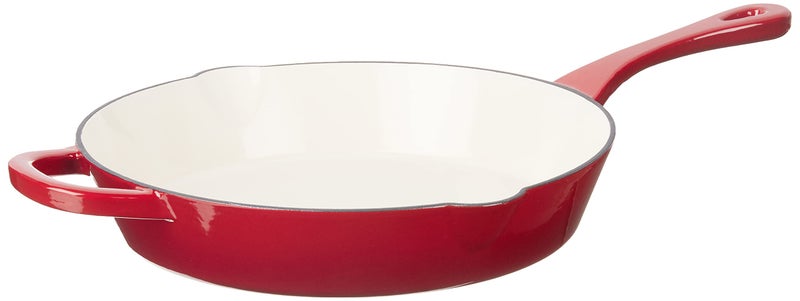 Crock Pot Artisan 12 Inch Enameled Cast Iron Round Skillet Scarlet Red