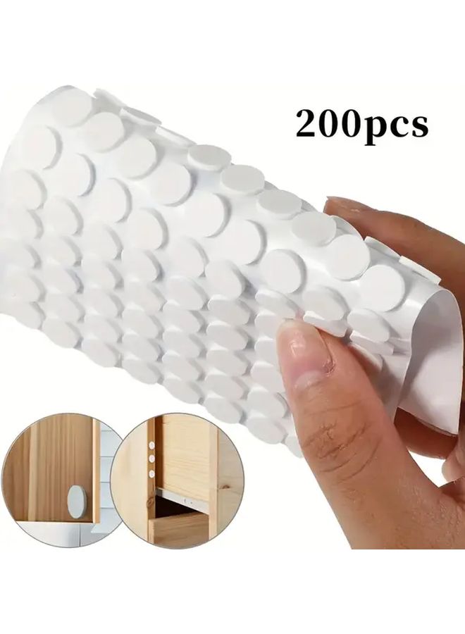 200pcs White Self Adhesive Foam Pads Anti Slip Shock Absorbing Furniture Protection - Image 1