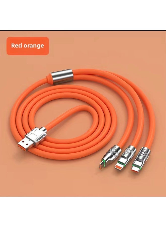 Genuine Goods 8800W Super Flash Charge Fast Charge One-to-Three Data Line Three-in-One Flash Charge Line Applicable To All Mobile Phones-Color:Orange Passenger Cable 【top Version】 Speed Up 900%- 1.2m One To Three Super Fast Charging