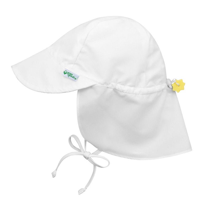 green sprouts i play. Baby Flap Sun Protection Swim Hat, White, 9-18 Months - Image 4