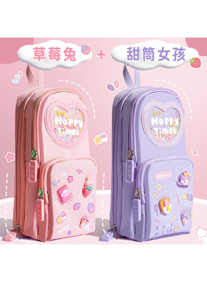 Kaba Bear School Bag Pen Bag Good-looking Girls Stationery Bag Large Capacity Pen Box Elementary School Stationery Box Stationery Storage - Image 1