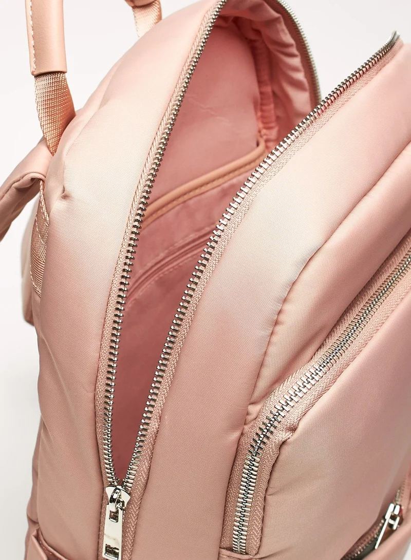 shoexpress Shoexpress Solid Backpack with Adjustable Straps Pink