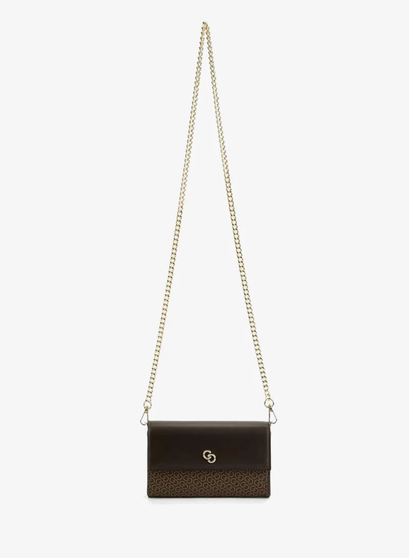 سيليست Monogram Print Clutch With Chain Strap