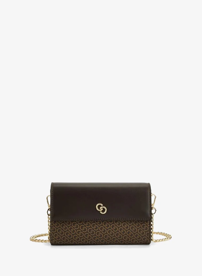 سيليست Monogram Print Clutch With Chain Strap
