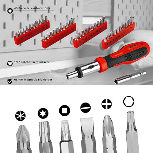 DEKOPRO Tool Set:228 Piece Home Tool Kit, Household Basic Repair Tool Set Comes with Plastic Storage Case, Socket Wrench Set for Car-Red - Image 4