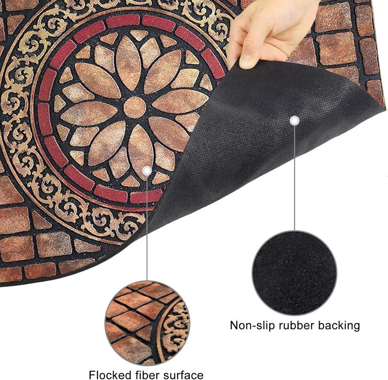 CHICHIC Entrance Door Mat Entry Way Doormat Front Door Rug Outdoor Heavy Duty Welcome Mat, Non Slip Rubber Back Low Profile for Garage, Patio, High Traffic Area, Large 24 x 36 Inch (Rectangle Style B) - Image 4