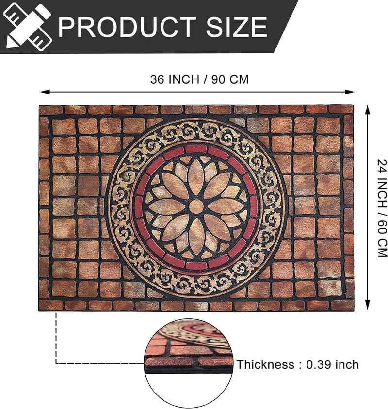 CHICHIC Entrance Door Mat Entry Way Doormat Front Door Rug Outdoor Heavy Duty Welcome Mat, Non Slip Rubber Back Low Profile for Garage, Patio, High Traffic Area, Large 24 x 36 Inch (Rectangle Style B) - Image 3