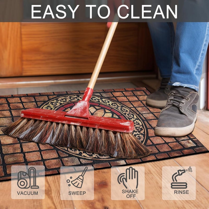 CHICHIC Entrance Door Mat Entry Way Doormat Front Door Rug Outdoor Heavy Duty Welcome Mat, Non Slip Rubber Back Low Profile for Garage, Patio, High Traffic Area, Large 24 x 36 Inch (Rectangle Style B) - Image 5