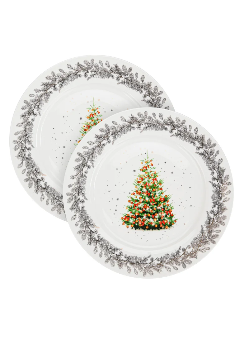 فيسمان 2-Piece Dinner Plate 27cm, Christmas Holiday Season Collection Dinnerware - Christmas Tree