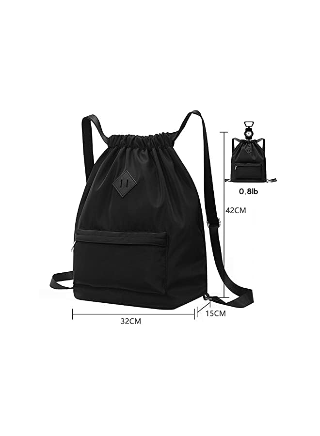 Raxoom Backpack Water Resistant String Bag Sports Gym Sack with Side Pocket for Men Women - Image 2