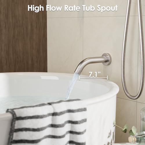 Gabrylly Bathtub Shower Faucet Set, Tub Shower System with 3-Way Shower Valve, High Pressure 10" Rain Shower head with Handheld Spray Combo, Wall Mounted Rainfall Shower Head Set, Brushed Nickel - Image 3