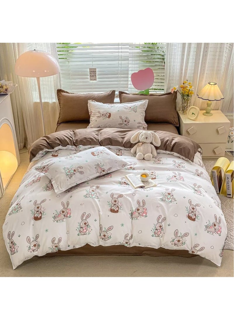 AL RAID 4-Piece Kids Single Size Bed Sheet Set - Fun Themed Designs Single Size Bedding Set Include Duvet Cover 160*210cm with and Fitted Sheet 120*200+25cm with 2 Pillowcases 50*75cm