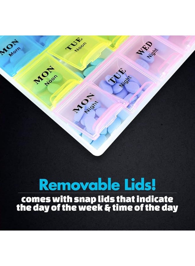 Weekly Pill Organizer Box – 7 Days × 3 Daily Compartments with Secure Color-Coded Lids - Image 2