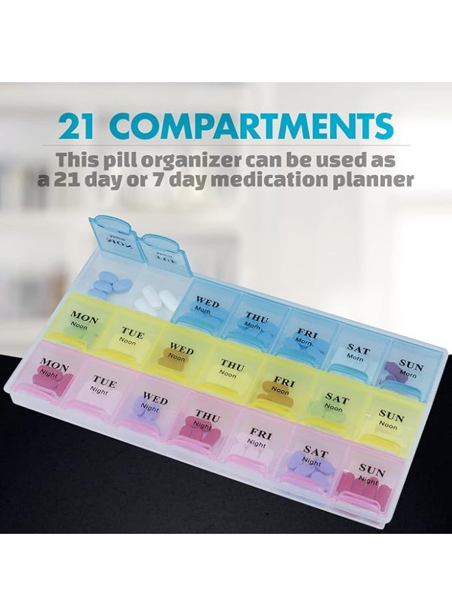 Weekly Pill Organizer Box – 7 Days × 3 Daily Compartments with Secure Color-Coded Lids - Image 4