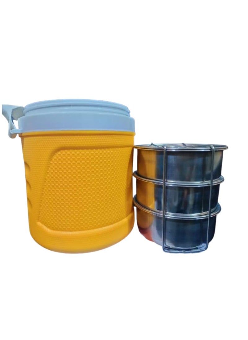 Generic MALKAN Marketing 3 Container Insulated Lunch Box 300ml for Men Women Kids Yellow  - Image 2