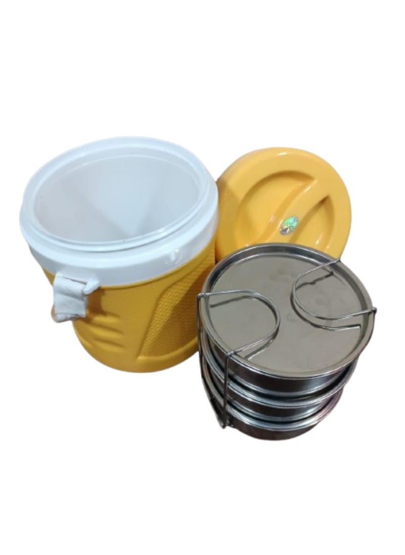 Generic MALKAN Marketing 3 Container Insulated Lunch Box 300ml for Men Women Kids Yellow  - Image 5