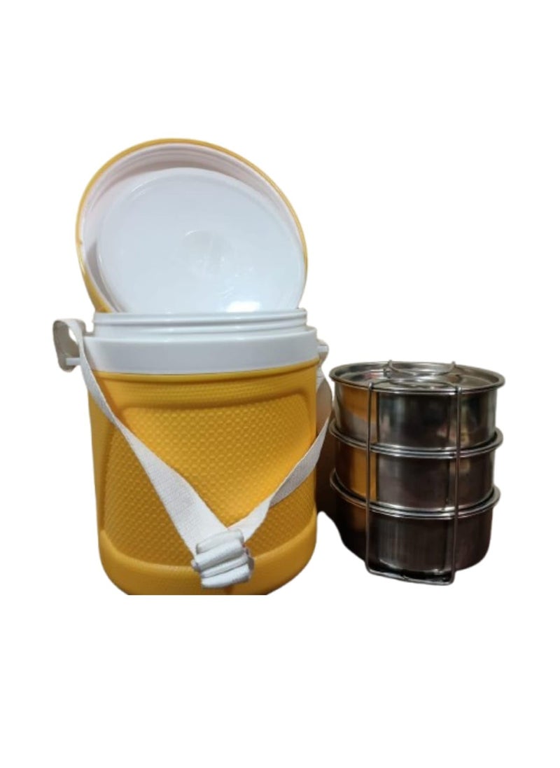 Generic MALKAN Marketing 3 Container Insulated Lunch Box 300ml for Men Women Kids Yellow  - Image 4