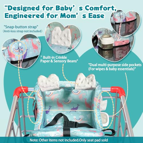 LWWACSS Premium Baby Shopping Cart Cover & High Chair Seat Protector - Universal Fit for Grocery Carts, Restaurant Chairs，Restaurant Seats, and Park Swings-Girl & Boy（Ocean Blue） - Image 3