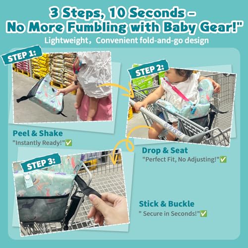 LWWACSS Premium Baby Shopping Cart Cover & High Chair Seat Protector - Universal Fit for Grocery Carts, Restaurant Chairs，Restaurant Seats, and Park Swings-Girl & Boy（Ocean Blue） - Image 4