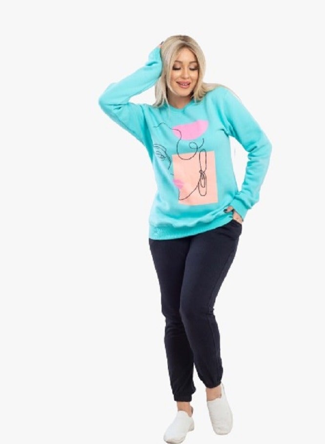 lecoo Women's winter cotton pajama - casual - training suit for outing, clubs and home – green color - Image 4