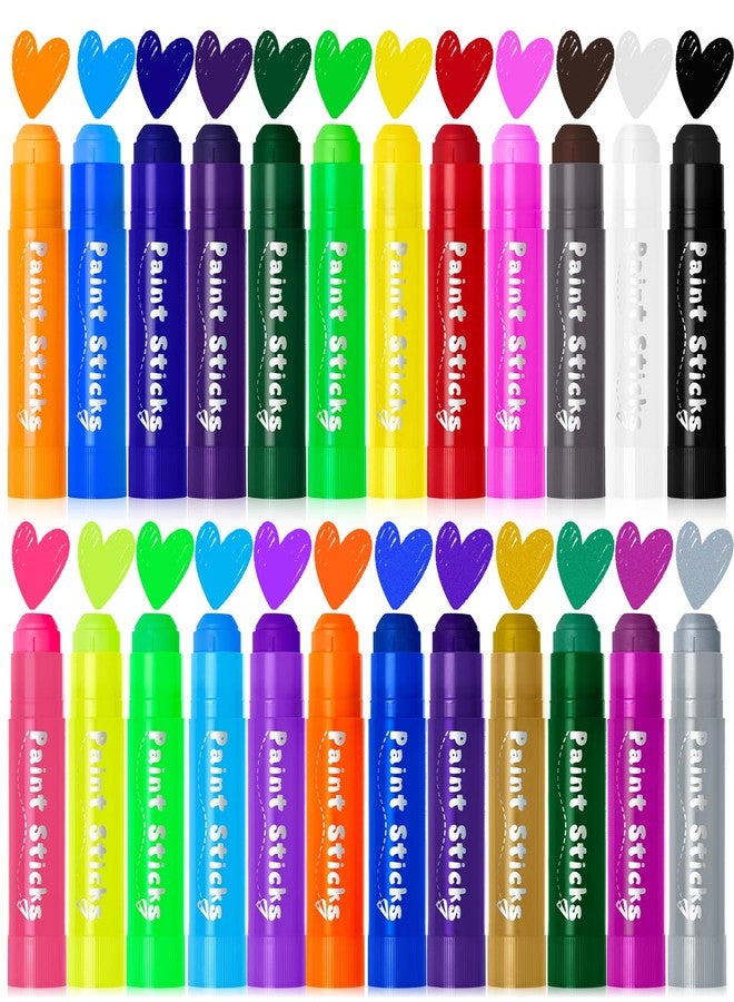 Aen Art Paint Sticks, 24 Colors Solid Tempera Paint Sticks for Kids, Quick Drying Washable Paint for Students - Image 1