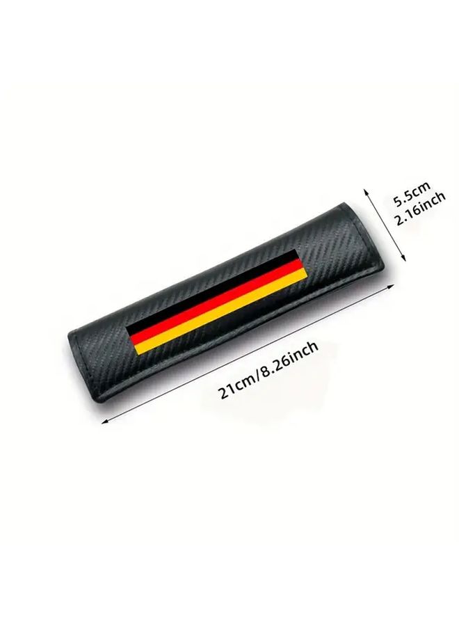 2pcs Black Carbon Fiber Car Seat Belt Shoulder Pads Reduce Friction And Fatigue For Long Drives - Image 2