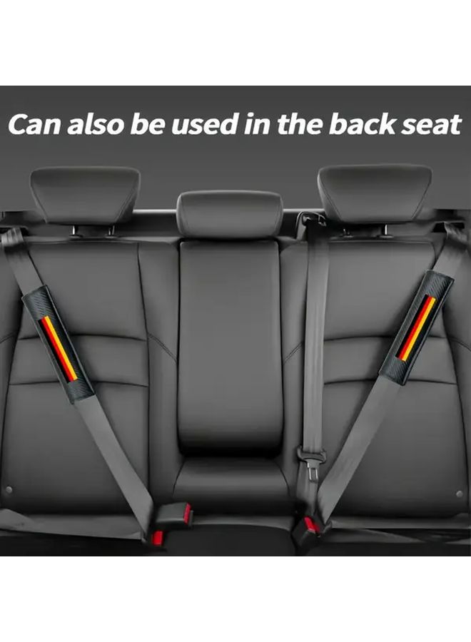 2pcs Black Carbon Fiber Car Seat Belt Shoulder Pads Reduce Friction And Fatigue For Long Drives - Image 5