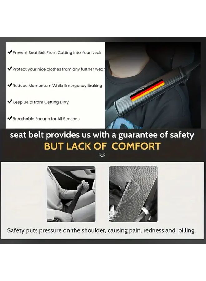 2pcs Black Carbon Fiber Car Seat Belt Shoulder Pads Reduce Friction And Fatigue For Long Drives - Image 4