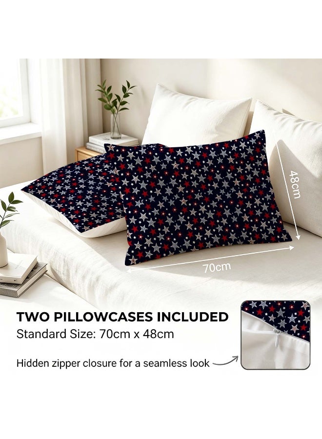 3 Piece Patriotic USA Star Print Microfiber Duvet Cover Set with 2 Pillowcases - Image 5