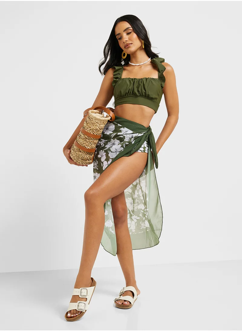 ايلا Printed Bikini & Floral Sarong