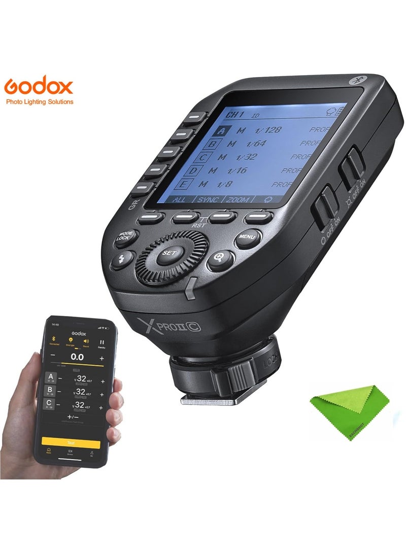 Godox Godox XProII-C TTL Wireless Flash Trigger Compatible for Canon Cameras, 2.4G Wireless Flash Transmitter HSS 1/8000S,Bluetooth Connection, TCM Transform Function, New Hotshoe Locking, Large LCD Display  - Image 1