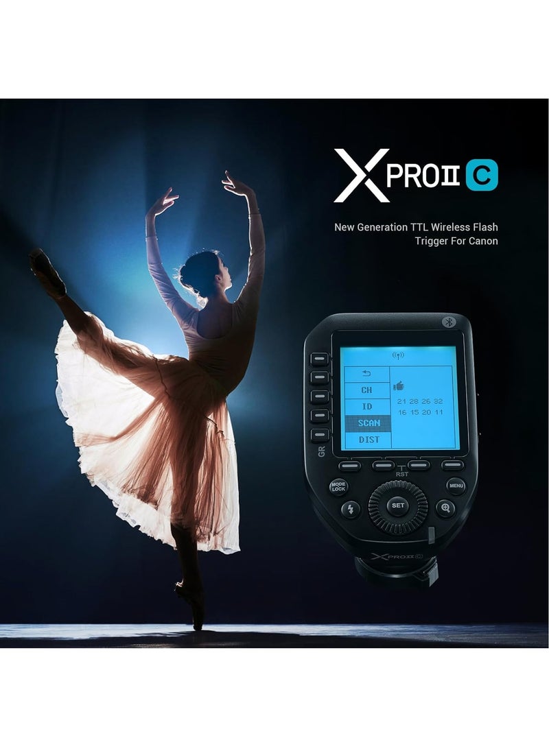 Godox Godox XProII-C TTL Wireless Flash Trigger Compatible for Canon Cameras, 2.4G Wireless Flash Transmitter HSS 1/8000S,Bluetooth Connection, TCM Transform Function, New Hotshoe Locking, Large LCD Display  - Image 2
