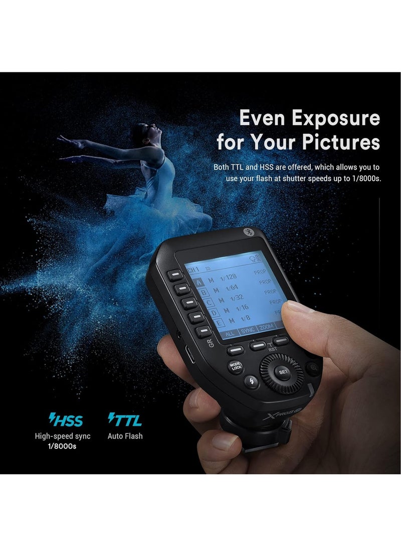 Godox Godox XProII-C TTL Wireless Flash Trigger Compatible for Canon Cameras, 2.4G Wireless Flash Transmitter HSS 1/8000S,Bluetooth Connection, TCM Transform Function, New Hotshoe Locking, Large LCD Display  - Image 3