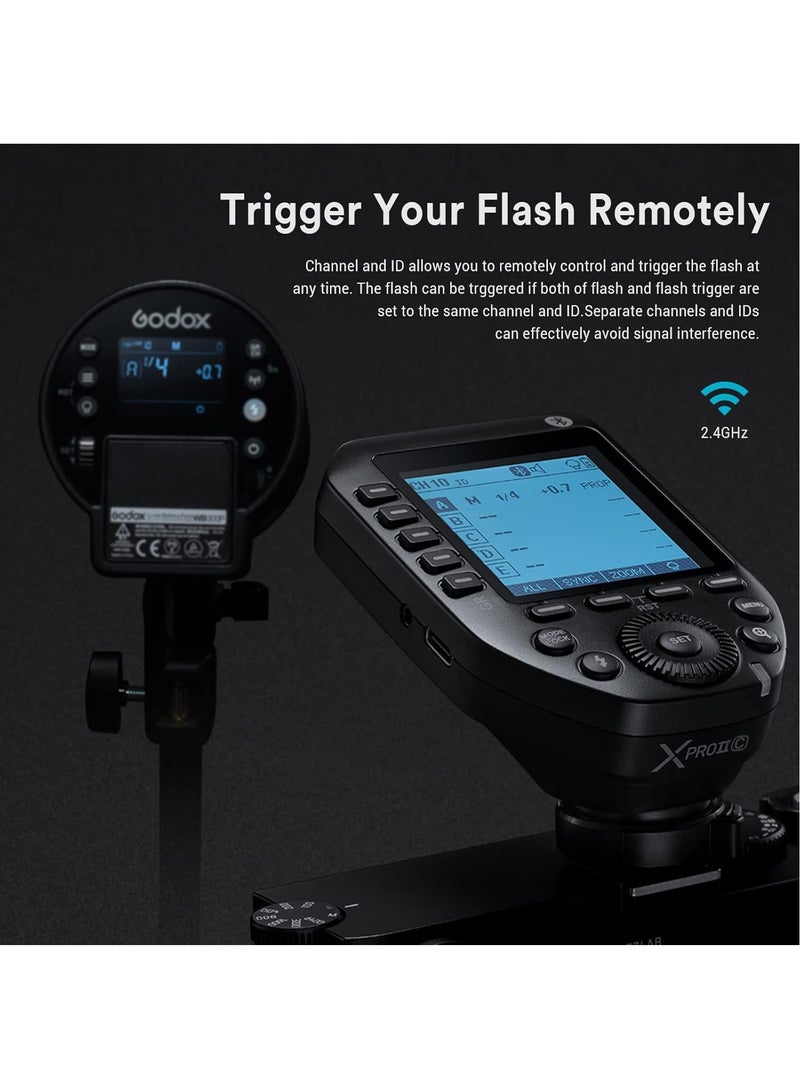 Godox Godox XProII-C TTL Wireless Flash Trigger Compatible for Canon Cameras, 2.4G Wireless Flash Transmitter HSS 1/8000S,Bluetooth Connection, TCM Transform Function, New Hotshoe Locking, Large LCD Display  - Image 4