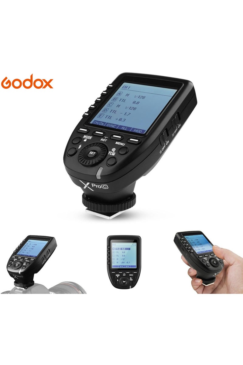 Godox Xpro-C E-TTL High Speed Sync 1/8000s 2.4G Wireless X System Flash Trigger Transmitter Compatible for Canon Cameras, 11 Customizable, 5 Group 4 Function Buttons Offer Convenient Manipulation - Image 1